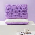 coussin cou violet hexagonal contemporain super doux support cervical confortable