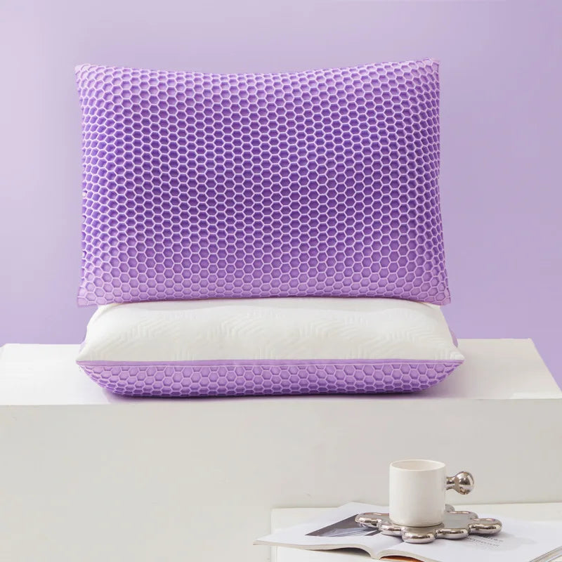 coussin cou violet hexagonal contemporain super doux support cervical confortable