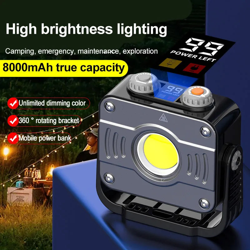 lampe torche multifonctionnelle noire rechargeable led étanche affichage numérique