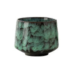 tasses vert marron beige texture marbrée motifs floraux artisanal moderne