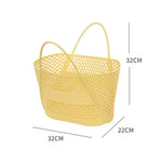 panier rangement maille géométrique blanc rose jaune gris moderne poignées détachables utilisation multiple portable
