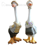 statues canards blanc beige vert sculpture animaux détails décorative jardin rustique textures résine