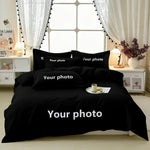 housse couette personnalisable moderne noir imprimé textes oreillers lit maison