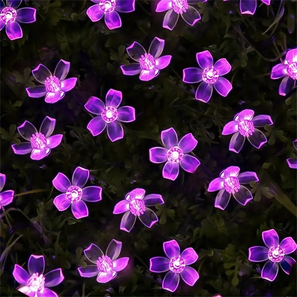 guirlande fleurs LED violet rose solaire flexible décoration féeriqueextérieur jardin vacances modes éclairage
