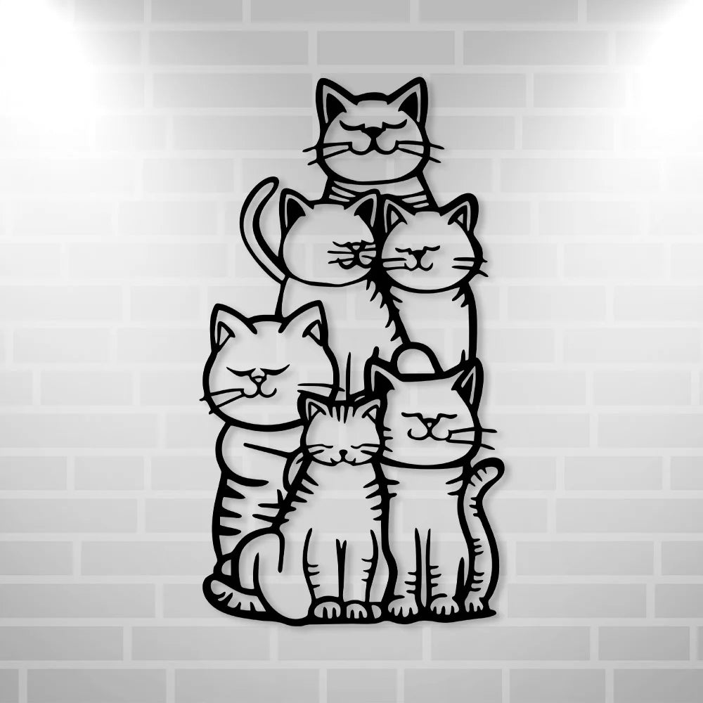décoration murale dessin animé chats noir blanc stylisé humour intérieur moderne unique graphique chambre