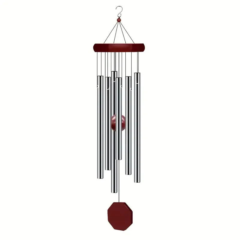 décoration extérieure sifflet vent rouge argenté métal bois ornements cloches balcon maison