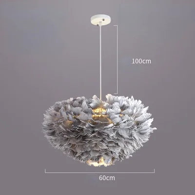 lampe suspendue moderne plumes blanc salon chambre coucher lumière intérieure décoration maison