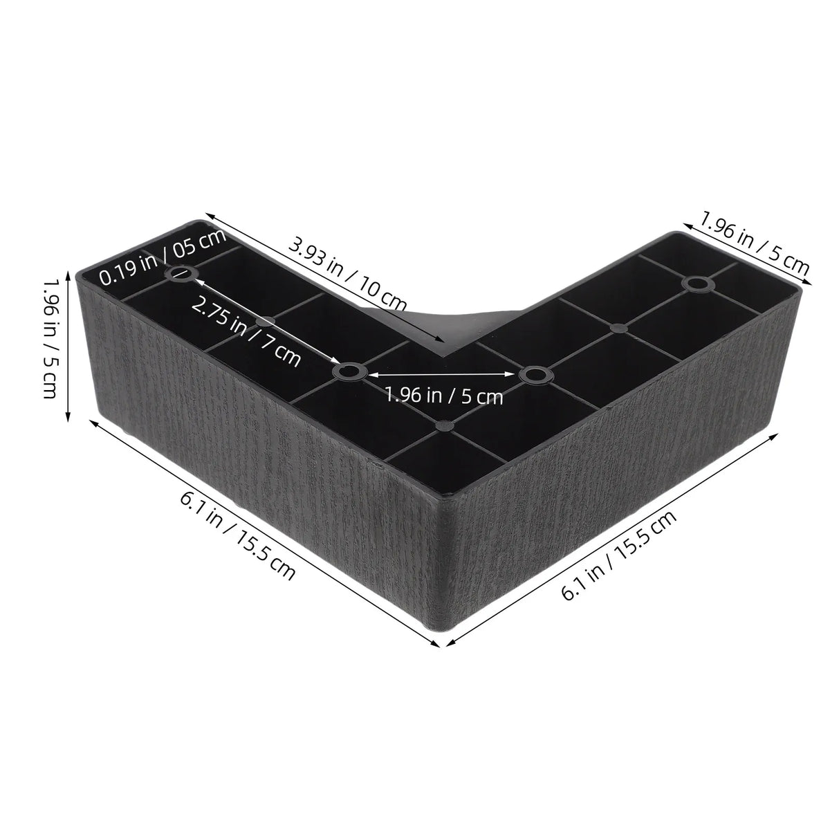 supports d'angle meubles noir industriels modernes trous vis rehausseurs pieds plastique lot quatre