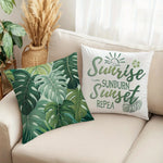 taies d'oreiller vertes motif feuilles tropicales moderne polyester 45x45cm maison hospitalière decoration chambre opaque