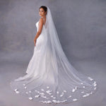 voile mariée blanc fleurs blanches classique bridal prom wedding translucent adult female