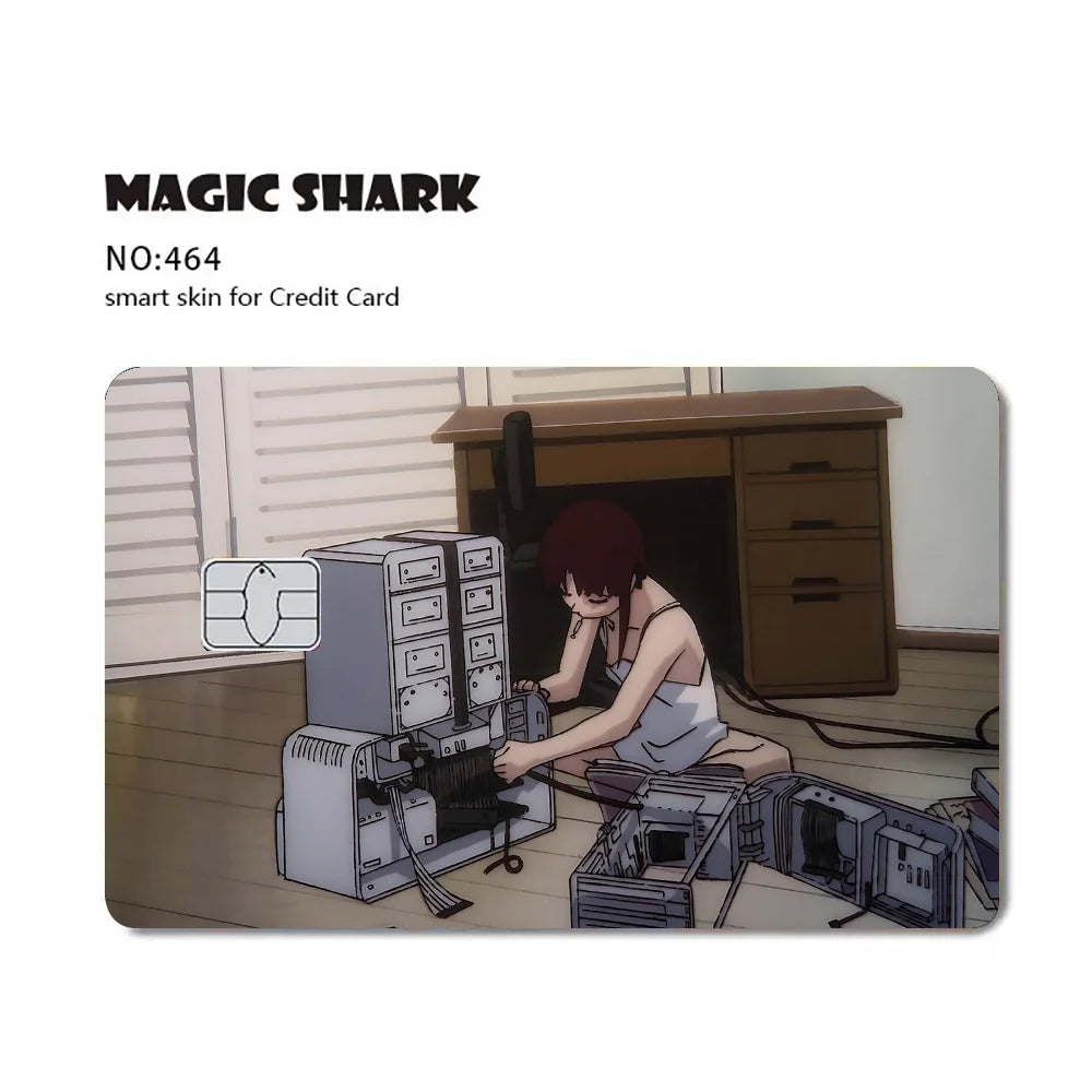 cartes crédit personnalisables dessin animé serial experiments lain stickers adhésifs multicolores opaques illustration américaine