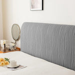 protège tête lit gris clair beige rayures horizontales texture veloutée moderne adhésif inclusion protège