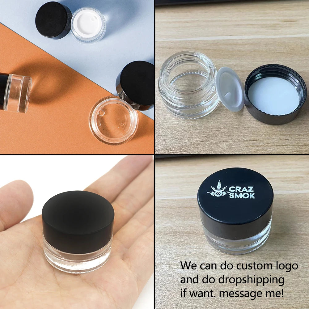 pots verre couvercles noirs conteneurs maquillage storage bottle minimaliste utilitaire