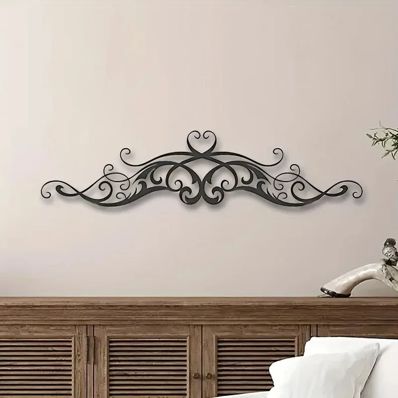 plaque murale décorative art nouveau motif floral élégant cœur central noir sans fixation