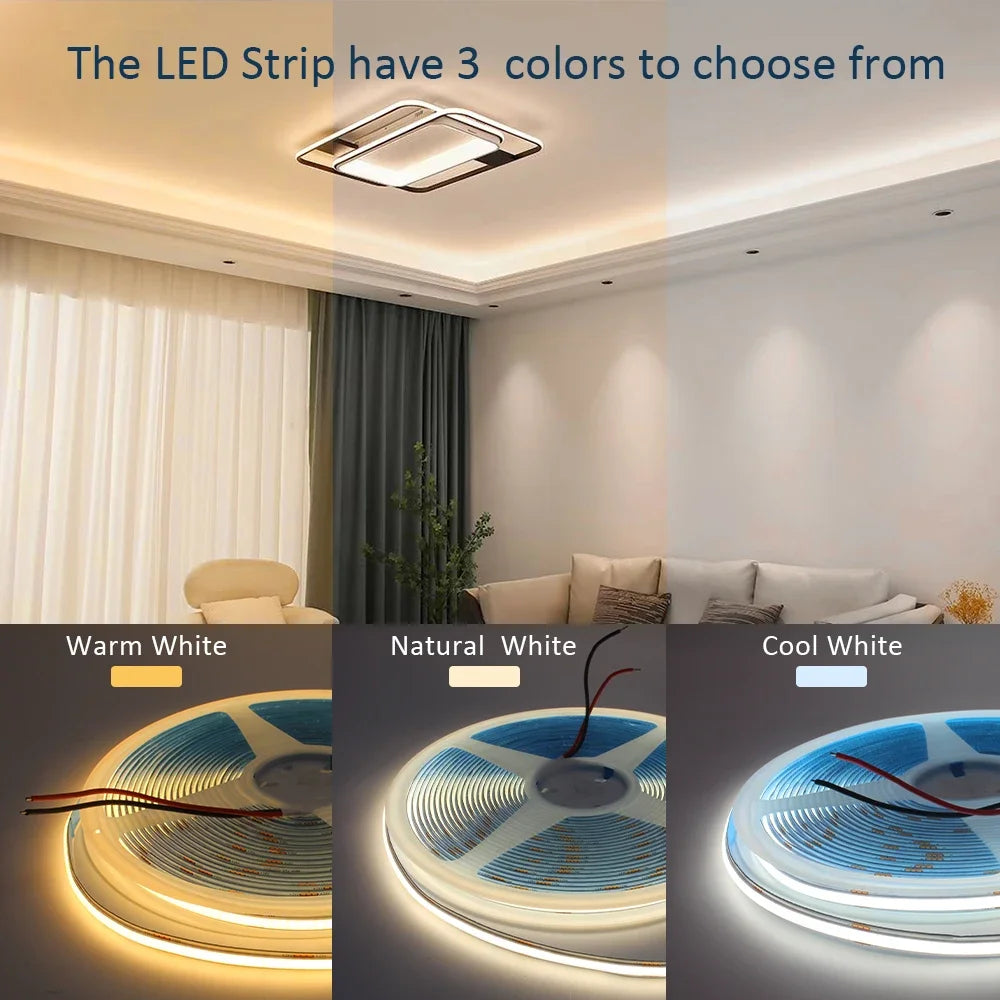 ruban led blanc jaune bleu adhésif haute luminosité 320 leds ligne continue moderne