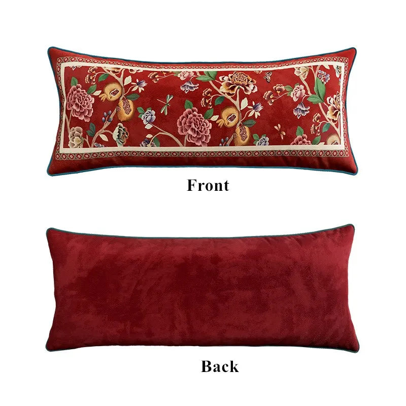 coussin carré velours floral oiseau vert beige traditionnel décor maison lit sofa nouvelle collection