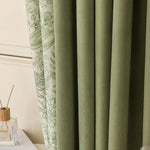 rideau moderne vert olive imprimé feuilles polyester opacité fenêtre plate personnalisable instructions montages