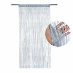rideau decoratif franges bleu blanc argenté transparent moderne chambre 100x200cm