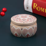 boîte ronde rangement cosmétique décorative motif floral boho chic pot stockage bijoux maquillage