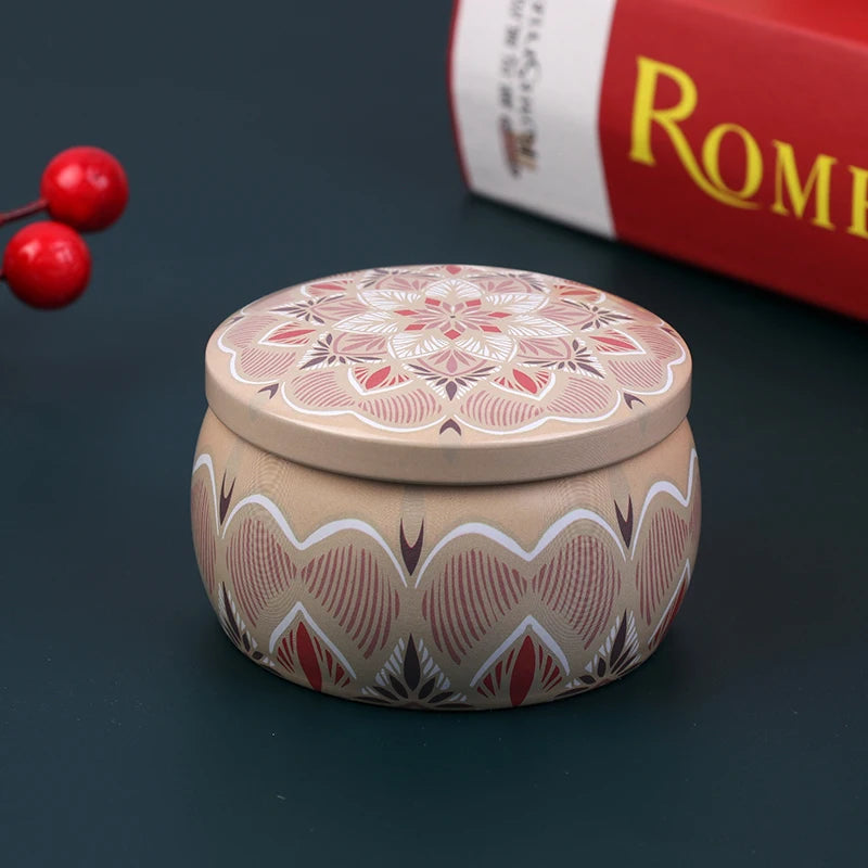 boîte ronde rangement cosmétique décorative motif floral boho chic pot stockage bijoux maquillage