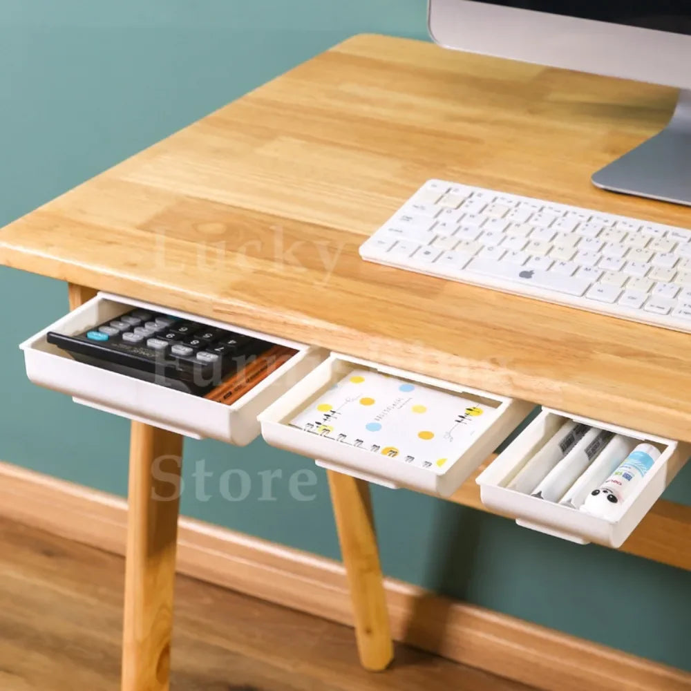 organiseur rangement blanc adhésif moderne tiroir stockage sous plateau crayons respectueux l'environnement pliable