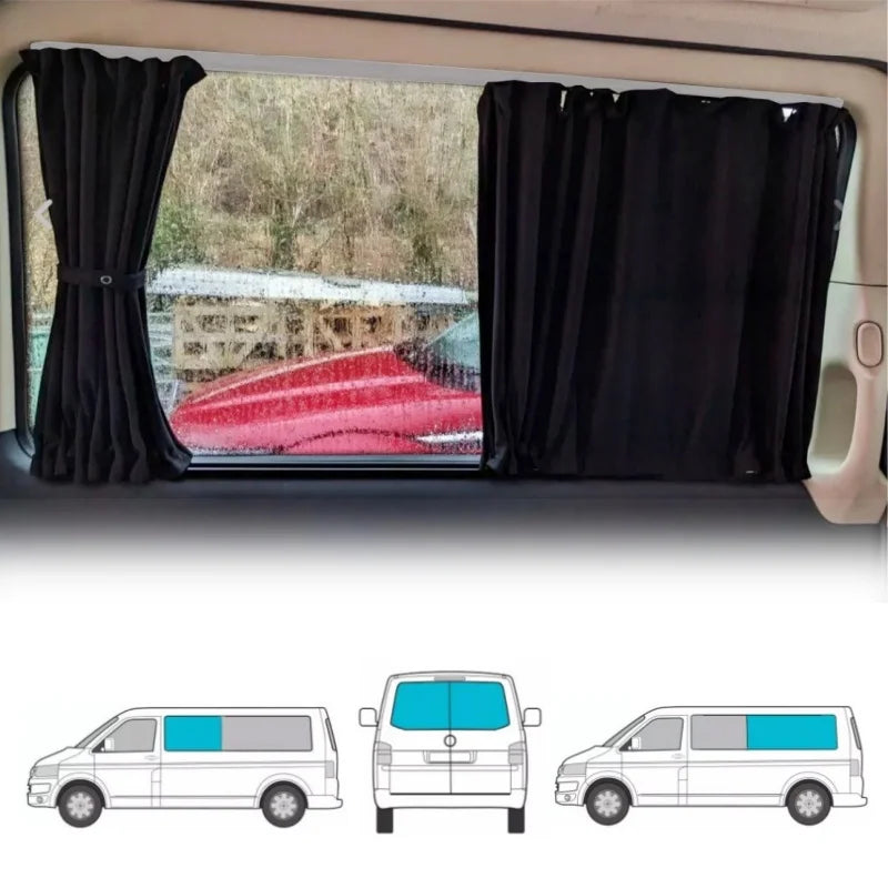 rideaux van utilitaire tissu plissé noir gris bleu vert opaques