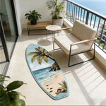 tapis sol forme planche surf vert motif feuille palmier doux antidérapant