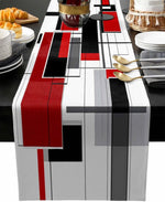 chaise table lin géométrique rouge noir gris moderne minimaliste decoration abstraite opaque