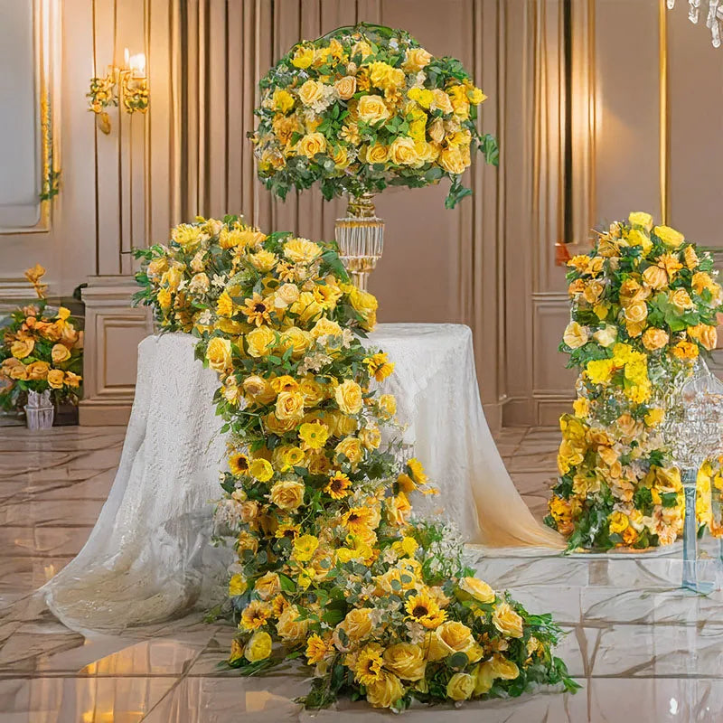décoration mariage élégante roses jaunes vertes anniversaire baby shower intérieur