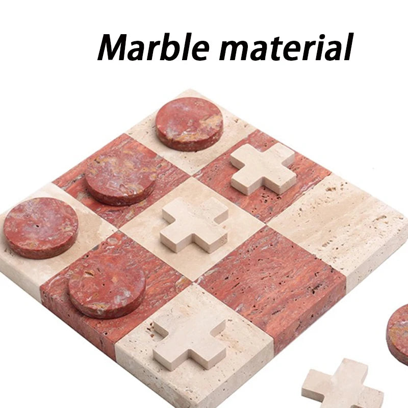 décoration moderne sculpture marbre échiquier géométrique pièce tic tac toe