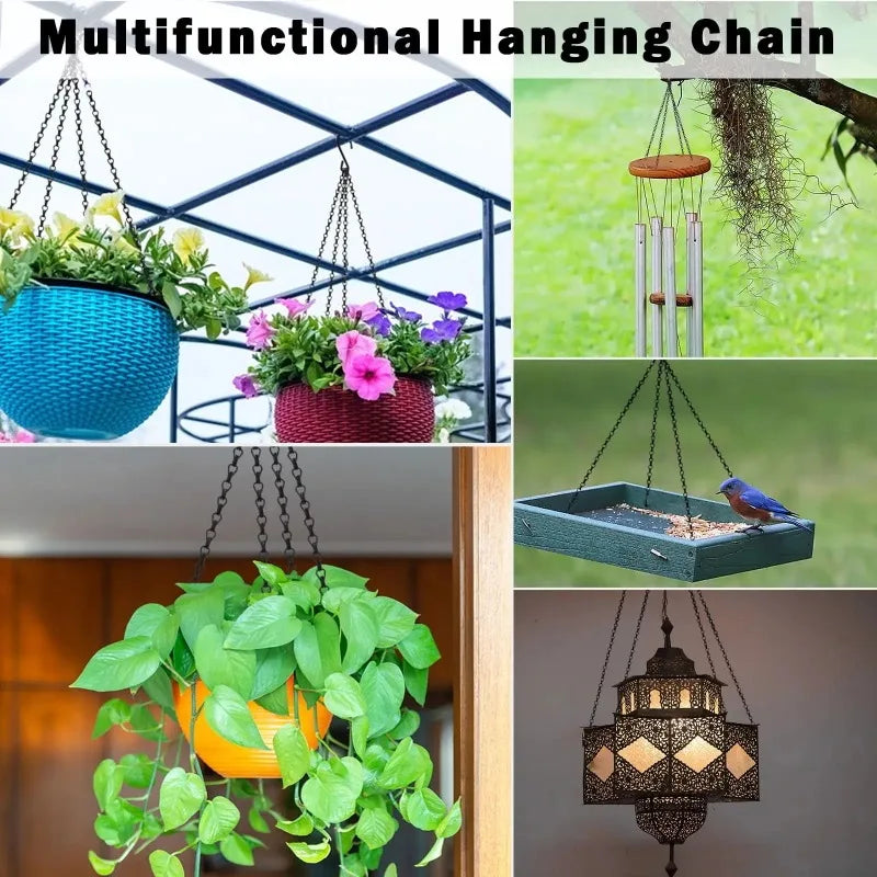paniers suspendus chaînes métal fer fondue pots fleurs plantes décorations jardin rustic bohème crochets