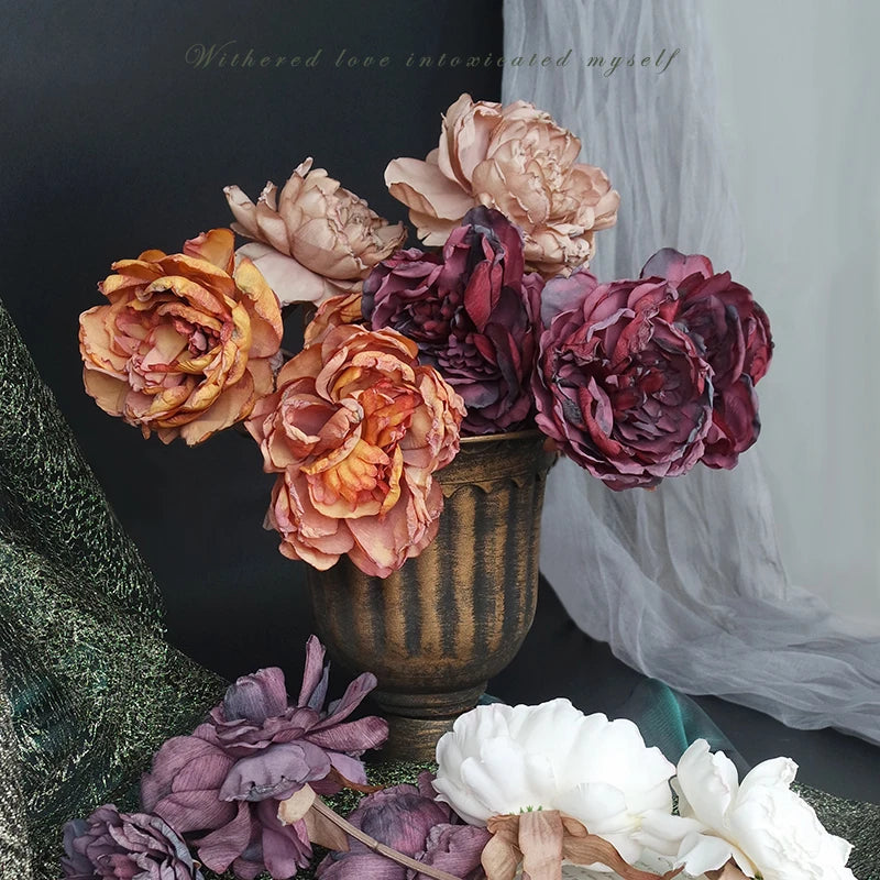 fleurs artificielles pivoines roses délicates décoration maison romantique intérieur vintage anniversaire mariage