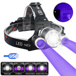 lampe frontale led noire rechargeable usb camping red verte blanche fixe ceinture