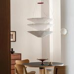 suspension lumineuse moderne blanc texture naturelle opacité minimaliste câbles lumière neutre chambre salon