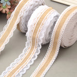 ruban jute dentelle blanche vintage rustique 2m 5m opacité beige blanc decoration cadeau festive