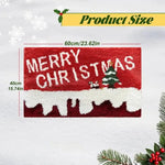tapis sol décoration noël renne père noël merry christmas vert rouge floral imperméable antidérapant