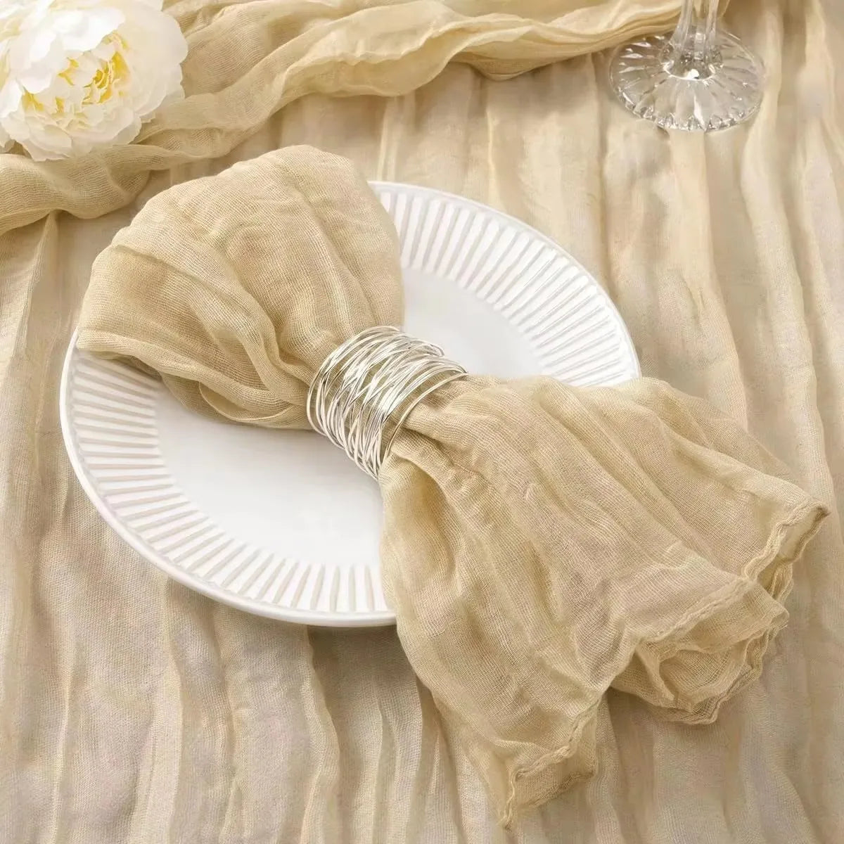 serviettes table pliées moderne vert bleu clair beige 20 pouces 20 pouces réutilisables texture
