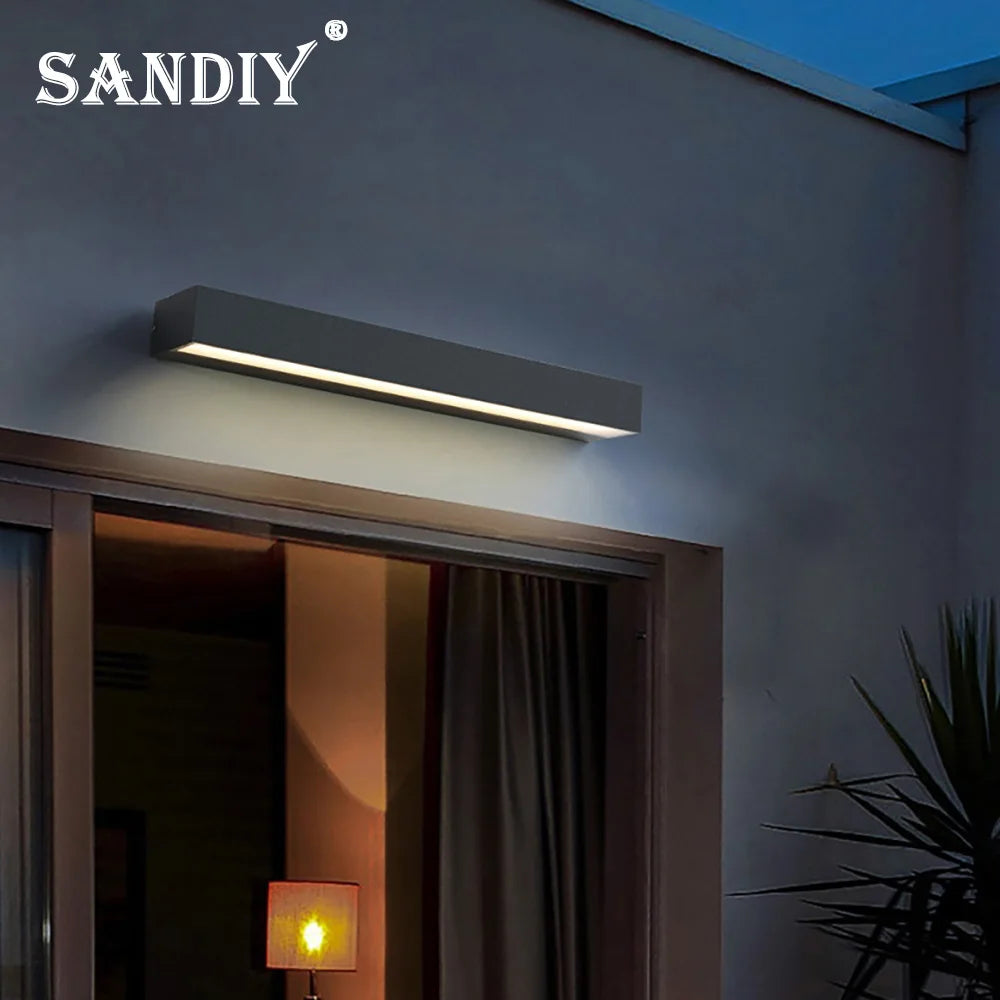 lampe murale led moderne étanche ip65 noir 20cm 30cm 50cm câble électrique verre
