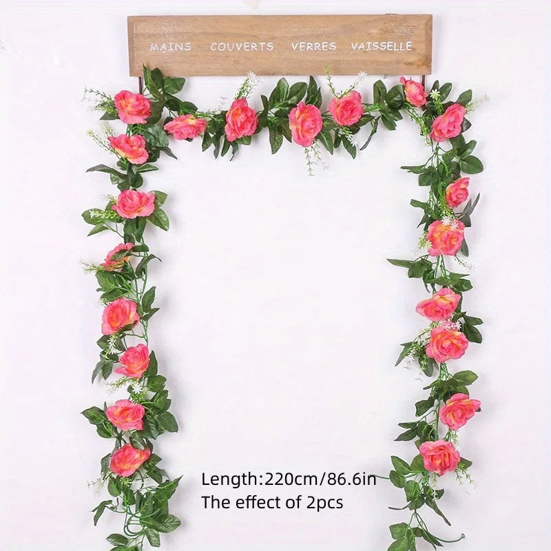 guirlande décorative fleurs roses blanches vertes intérieur mariage champêtre