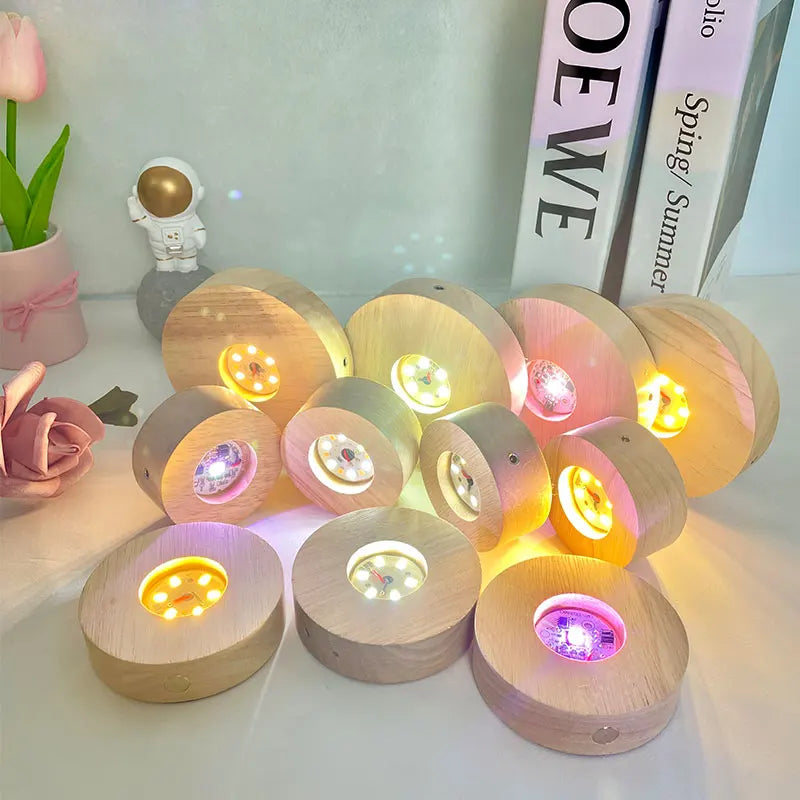 support lumineux led bois moderne câble usb rechargeable anti dérapant vis minimaliste