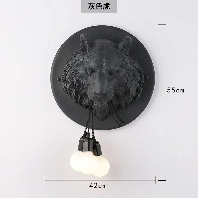 applique murale art deco sculpture animal ampoules led noir blanc vintage chambre salon étude