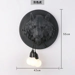 applique murale art deco sculpture animal ampoules led noir blanc vintage chambre salon étude