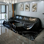 housse protection canapé noir brillant moderne tissu imperméable vinyle pvc poignée
