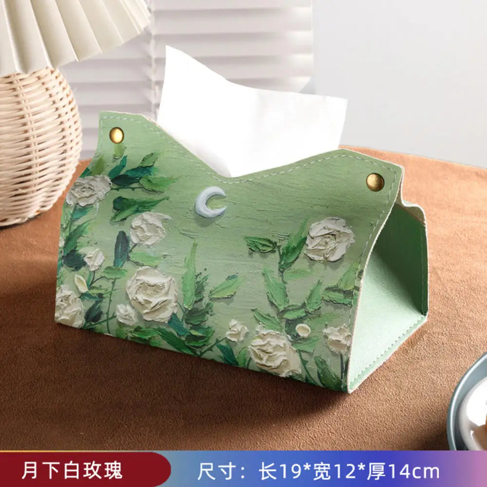 boîte mouchoirs moderne fleurs décorative rose blanche bleue verte jaune