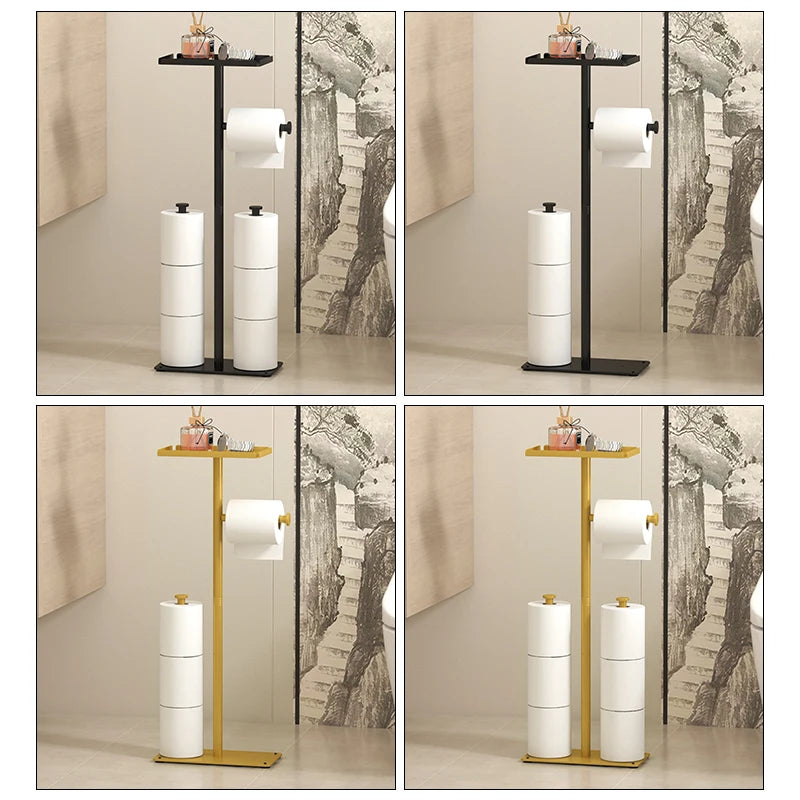 support papier toilette moderne or noir blanc imperméable salle bain multifonctionnel rangement téléphone tringle