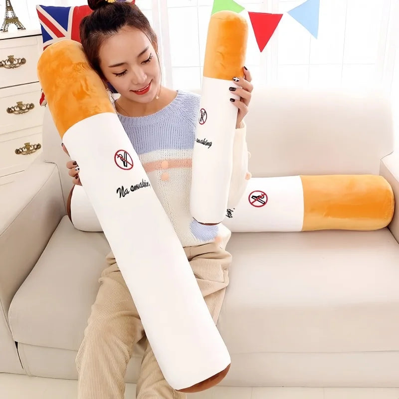 coussin body cigarette no smoking orange moderne humoristique patchwork polyester coton décoration sofa chambre