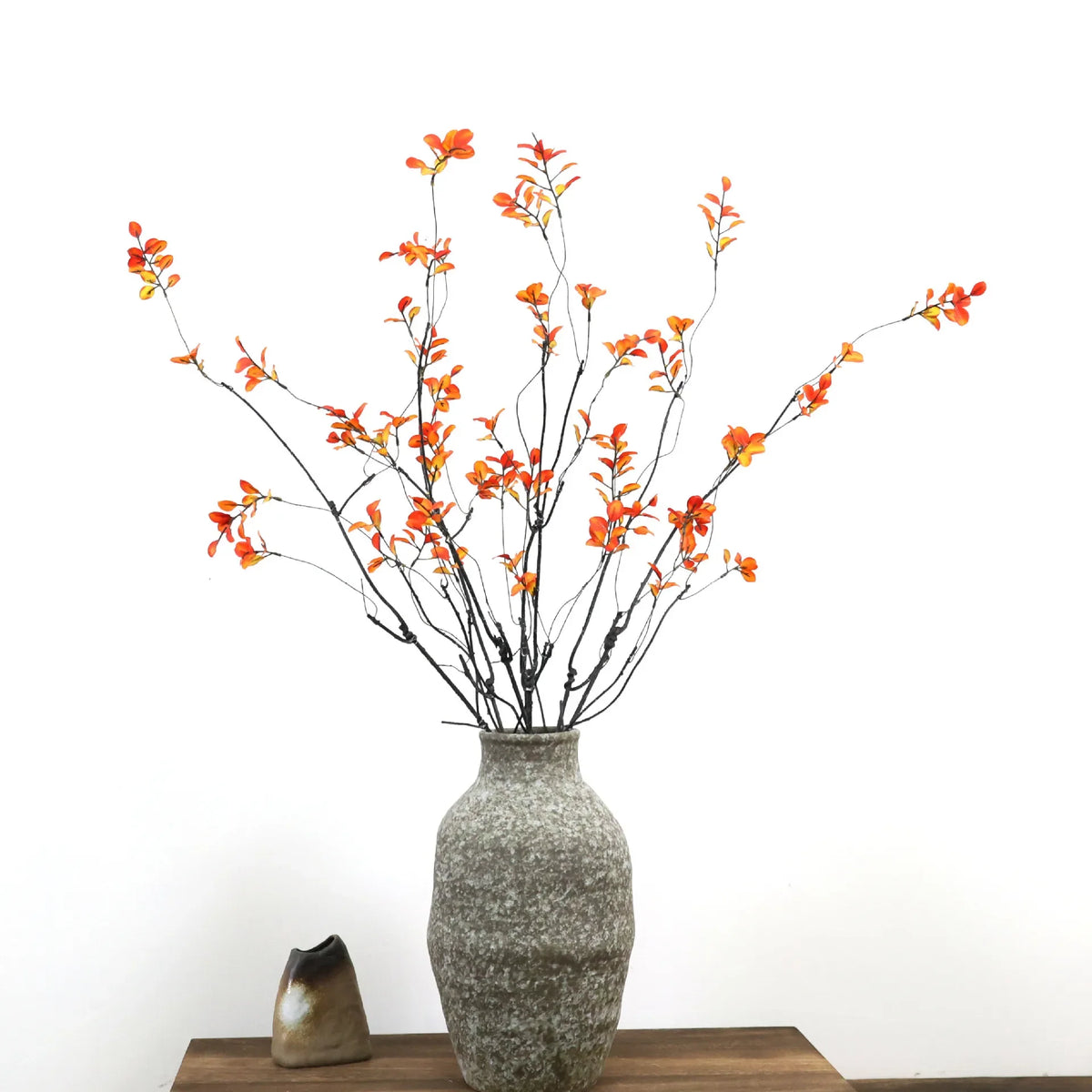 branche artificielle feuilles rouges orange décoration extérieure naturelle 57cmbranches feuilles brillantes automne decoration maison