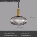 Suspension lumineuse moderne vert gris doré rayures verticales opaques câble noir E27