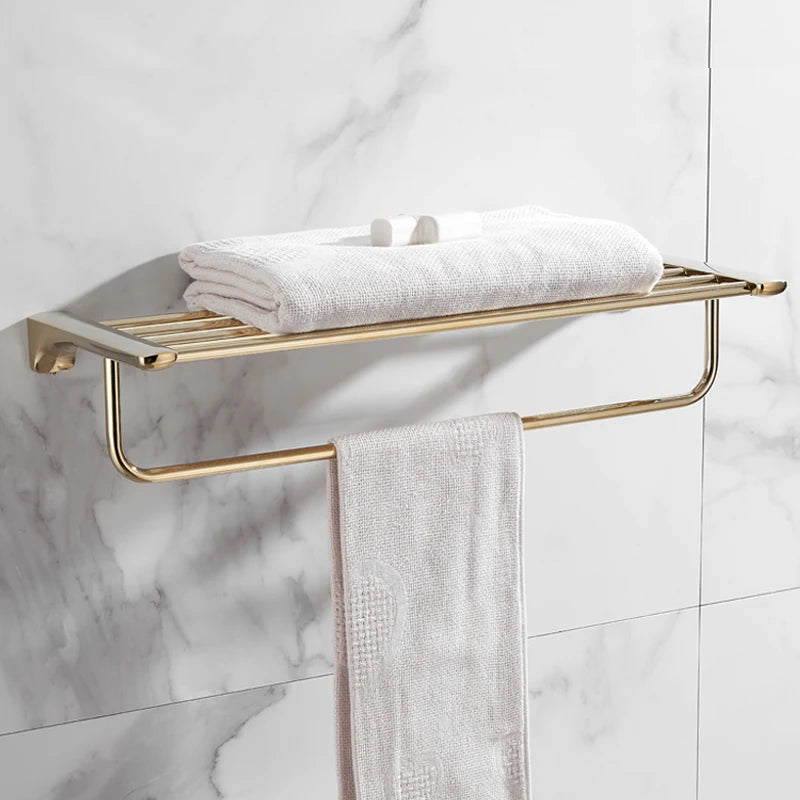 Accessoires salle bain doré moderne porte serviettes support papier toilette brosse wc 60cm