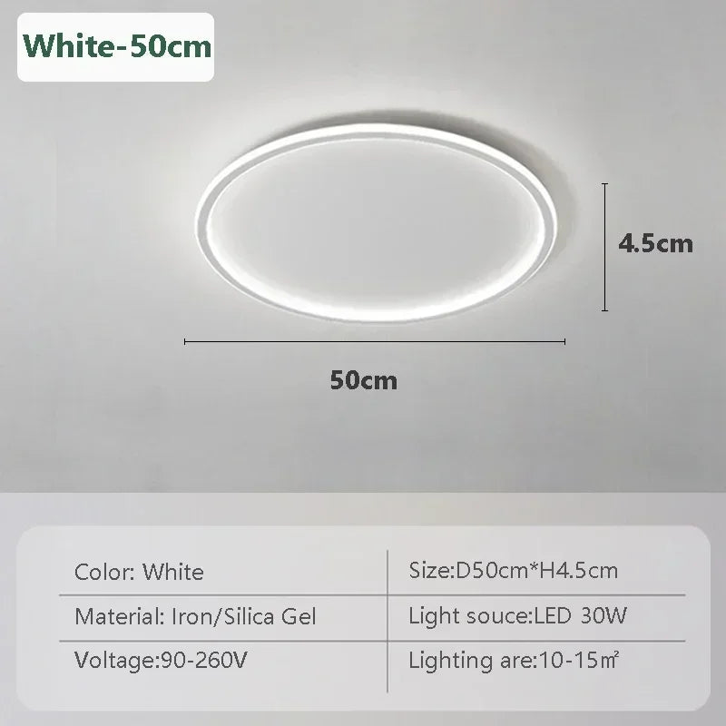 Plafonnier LED moderne blanc rond lisse 50cm 80cm chambre salon